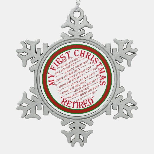 Mein erster Weihnachts-Foto-Rahmen Schneeflocken Zinn-Ornament (Vorderseite)