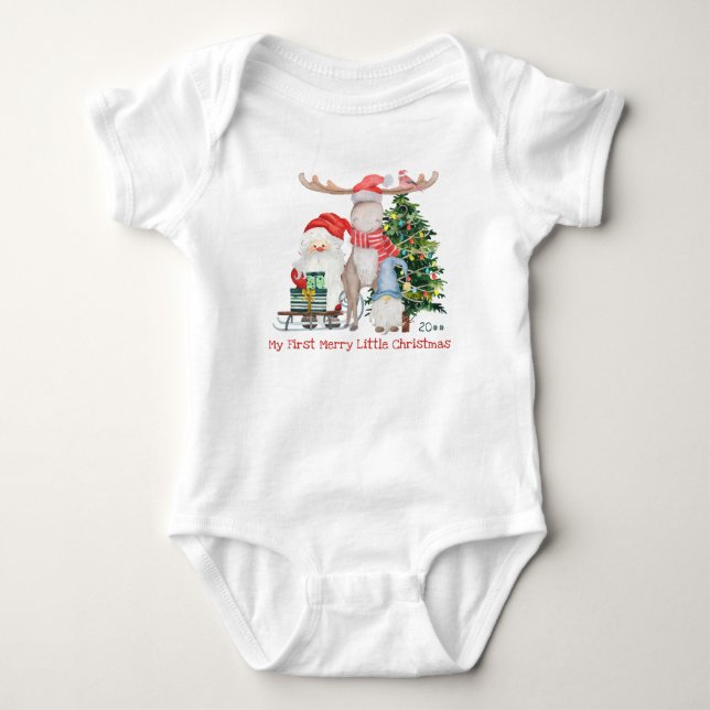 Mein erster Weihnachts Niedlicher Weihnachtsmann u Baby Strampler (Vorderseite)