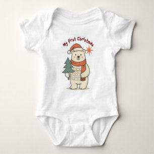 Mein erster Weihnachts-Polarbär Cute Scandinavia Baby Strampler