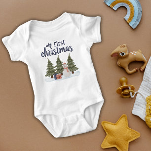 Mein erster Weihnachts-Schneemann Winterwald Baby Strampler