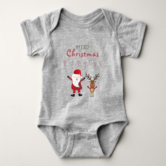 Mein erster Weihnachts-Weihnachtsmann Reindeer Baby Strampler (Vorderseite)