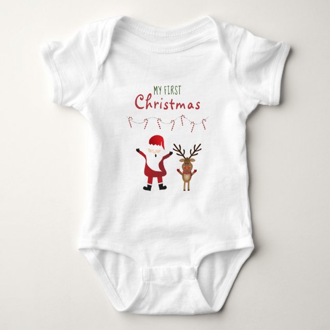 Mein erster Weihnachts-Weihnachtsmann Reindeer Baby Strampler (Vorderseite)