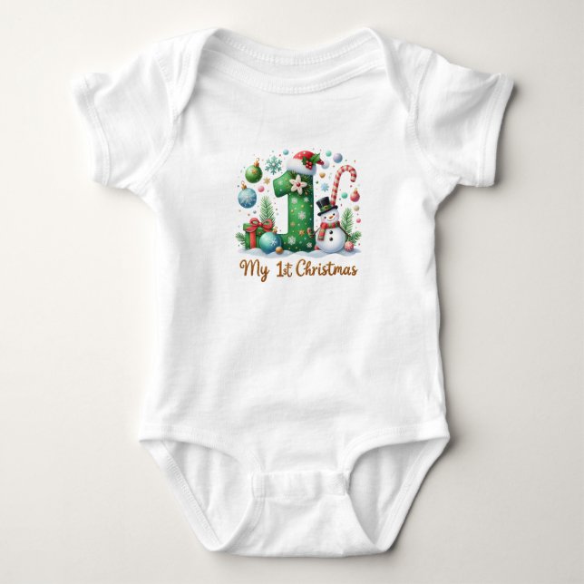 Mein erster Weihnachtsanzug Baby Strampler (Vorderseite)