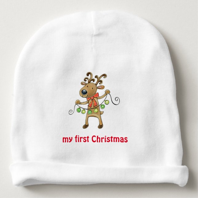 Mein erster WeihnachtsbabyBeanie Babymütze (Vorderseite)