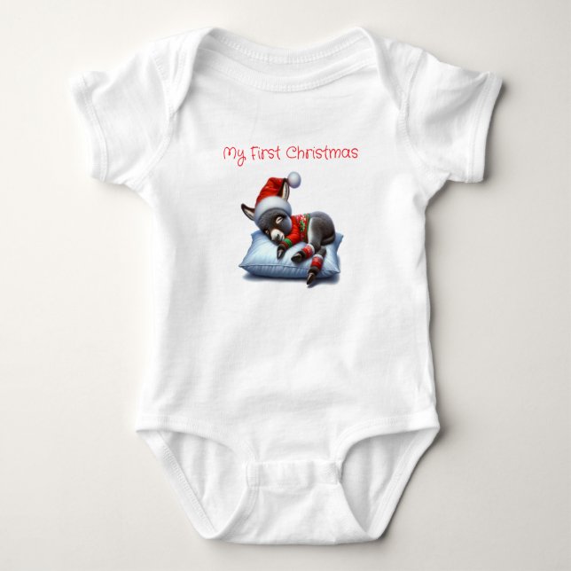Mein erster WeihnachtsDonkey Baby Strampler (Vorderseite)