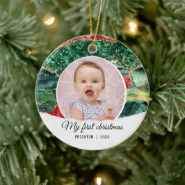Mein erster Weihnachtsfest-Glitzer Keramik Ornament