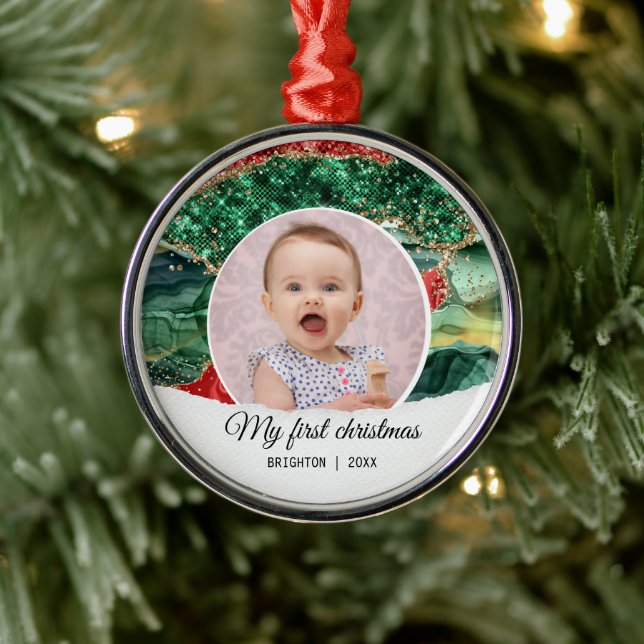 Mein erster Weihnachtsfest-Glitzer Ornament Aus Metall (Baum)