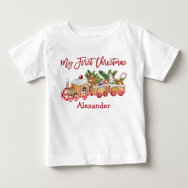 Mein erster Weihnachtsgingerbrotzug Red Candy Baby T-shirt (Vorderseite)