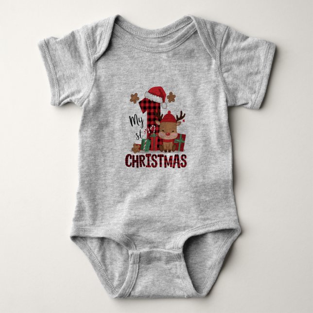 Mein erster Weihnachtskinderanzug Baby Strampler (Vorderseite)