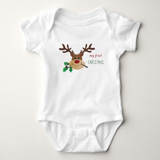 Mein erster Weihnachtsmann-Rentier Mistletoe Baby Strampler (Vorderseite)