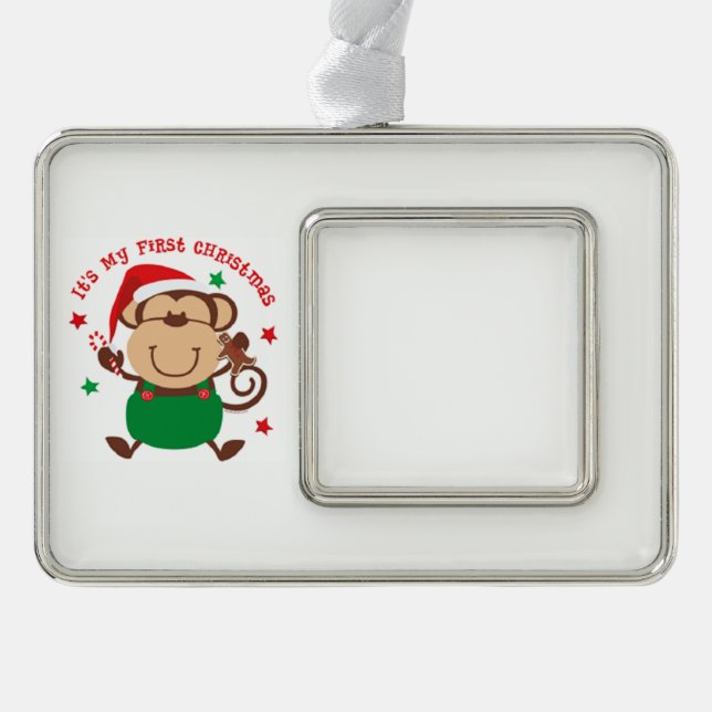 Mein erster Weihnachtsmonkey Rahmen-Ornament Silber (Vorderseite)