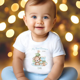 Mein erster Weihnachtsname Baby Bear Weihnachtsbau Baby T-shirt