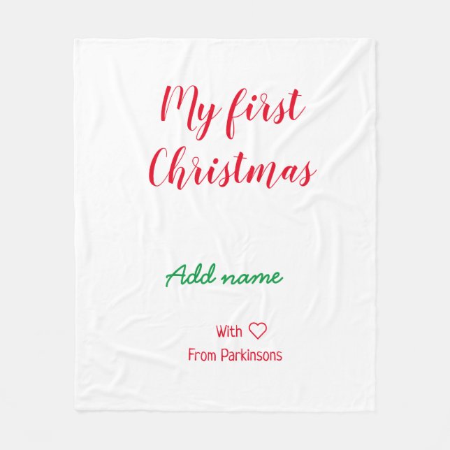 Mein erster Weihnachtsname Familienname mit Liebe Fleecedecke (Vorderseite)