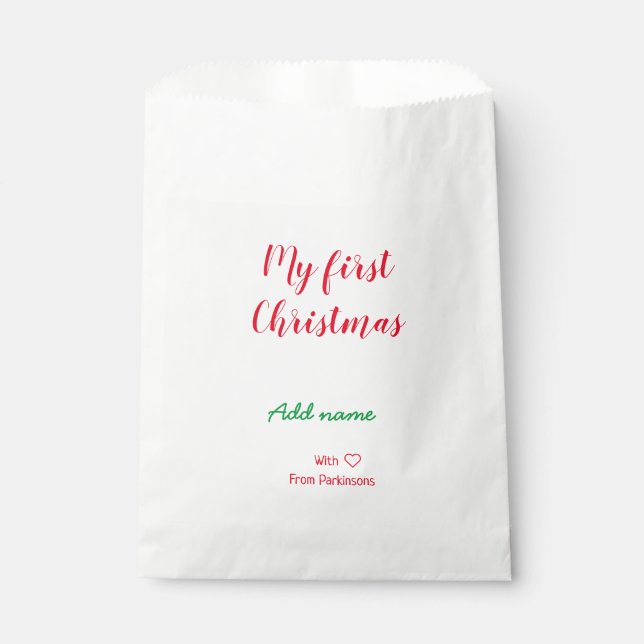 Mein erster Weihnachtsname Familienname mit Liebe Geschenktütchen (Vorderseite)