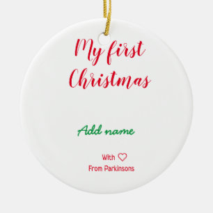 Mein erster Weihnachtsname Familienname mit Liebe Keramik Ornament