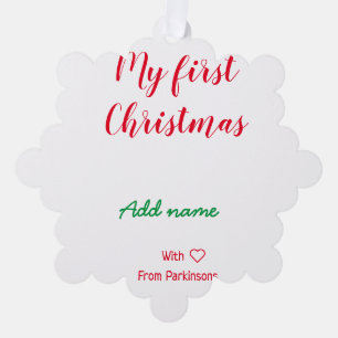 Mein erster Weihnachtsname Familienname mit Liebe Ornament Karte