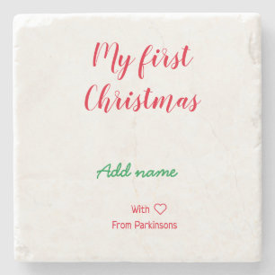 Mein erster Weihnachtsname Familienname mit Liebe Steinuntersetzer