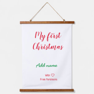 Mein erster Weihnachtsname Familienname mit Liebe Wandteppich Mit Holzrahmen