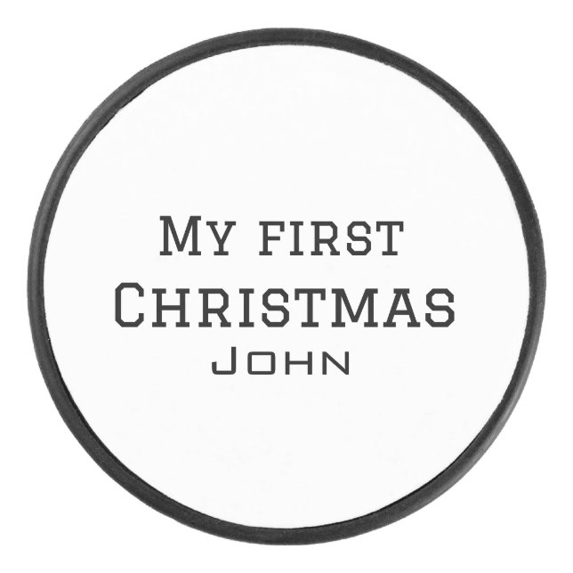 Mein erster Weihnachtsnamen männlichen Text simuli Eishockey Puck (Vorderseite)