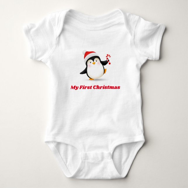 Mein erster Weihnachtspenguin Baby Strampler (Vorderseite)