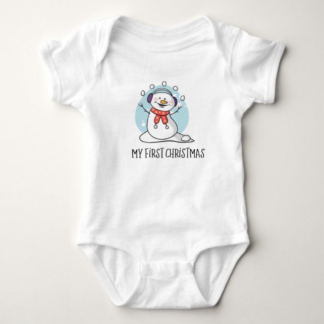 Mein erster Weihnachtsschneemann Baby Strampler (Vorderseite)