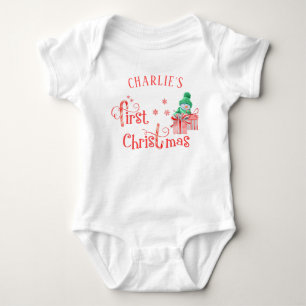 Mein erster Weihnachtsschneemann mit Geschenken Baby Strampler