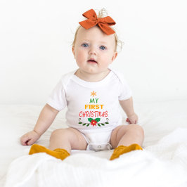 Mein erster Weihnachtsstar und Garland White Baby Strampler
