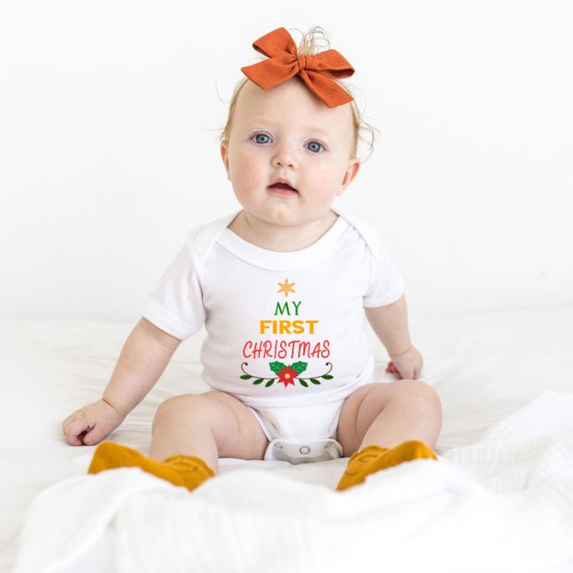 Mein erster Weihnachtsstar und Garland White Baby Strampler (Von Creator hochgeladen)