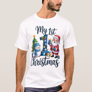 Mein erstes 1. Weihnachten Blau Baby Junge Xmas Sc T-Shirt