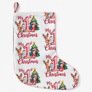 Mein erstes 1. Weihnachten Rosa Baby Mädchen Xmas Kleiner Weihnachtsstrumpf