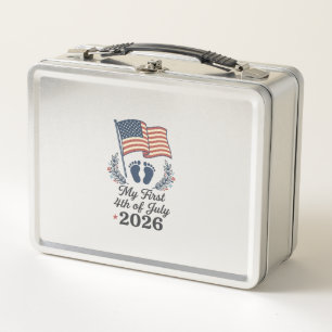 Mein erstes 4. Juli 2026 Baby Vintage Patriotische Metall Brotdose