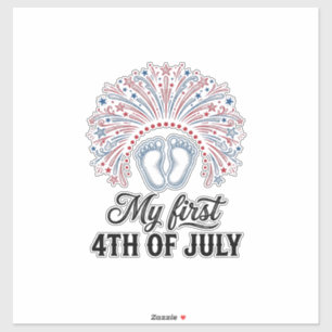Mein erstes 4. Juli Baby Füße Patriotisches Shirt Aufkleber