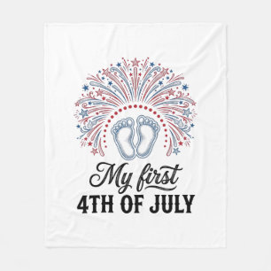 Mein erstes 4. Juli Baby Füße Patriotisches Shirt Fleecedecke