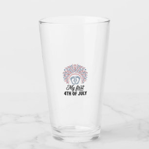 Mein erstes 4. Juli Baby Füße Patriotisches Shirt  Glas