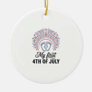 Mein erstes 4. Juli Baby Füße Patriotisches Shirt  Keramik Ornament