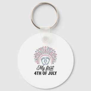 Mein erstes 4. Juli Baby Füße Patriotisches Shirt Schlüsselanhänger