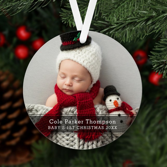 Mein erstes Black Strip Custom Baby Foto Ornament (Von Creator hochgeladen)