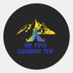 Mein erstes Camping-Abenteuer Zelten Wandern Runder Aufkleber