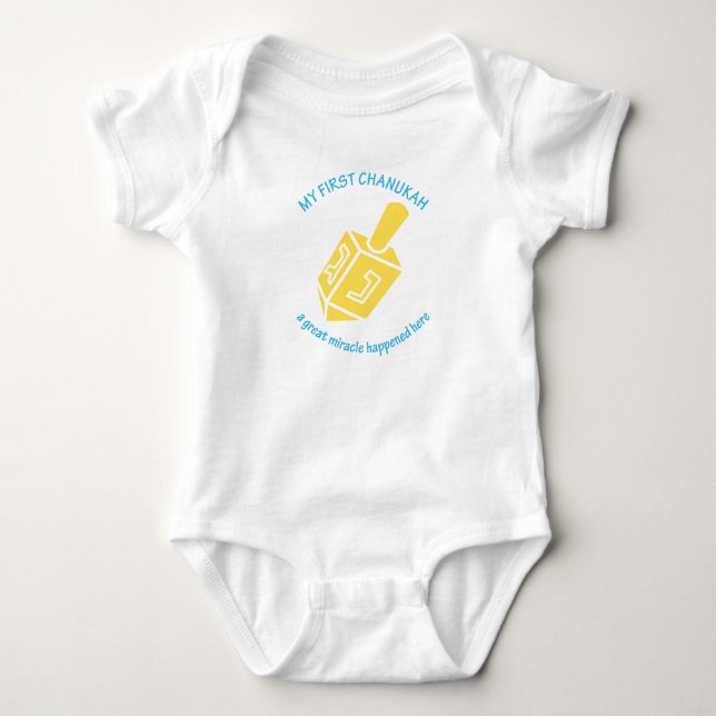 "Mein erstes Chanukah" blauer Text Baby Strampler (Vorderseite)