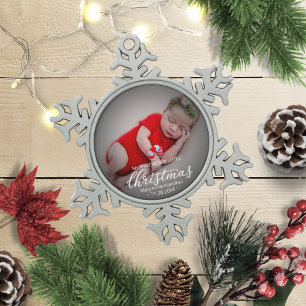 Mein erstes frohes kleines Weihnachten Neugeborene Schneeflocken Zinn-Ornament