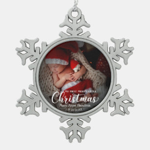 Mein erstes frohes kleines Weihnachten Neugeborene Schneeflocken Zinn-Ornament