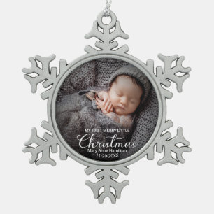Mein erstes fröhliches kleines Weihnachten neugebo Schneeflocken Zinn-Ornament