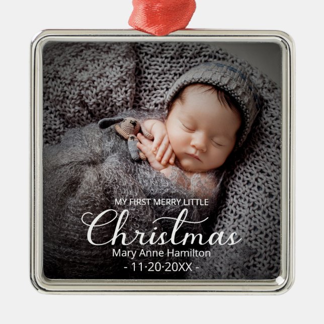 Mein erstes fröhliches kleines Weihnachtskind Ornament Aus Metall (Vorne)