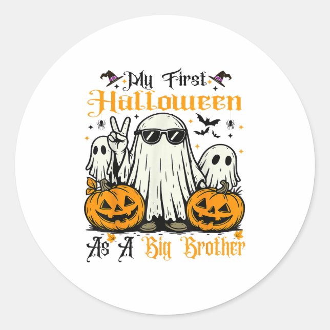 Mein erstes Halloween als großer Bruder Ghost Pump Runder Aufkleber (Vorderseite)