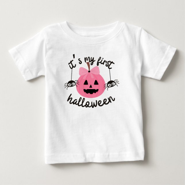 Mein erstes Halloween glückliches Pink Pumpkin Bab Baby T-shirt (Vorderseite)