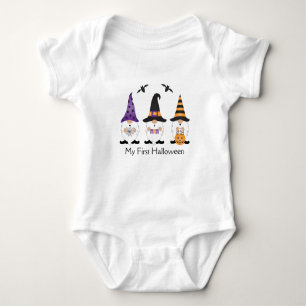 Mein erstes Halloween Gnomes Lila Orange Baby Strampler