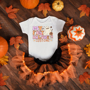 Mein erstes Halloween-Kostüm Kürbis Geist Groovy Baby Strampler
