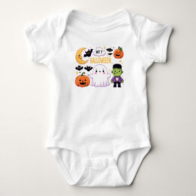 Mein erstes Halloween mit Ghost Monster und Pumpki Baby Strampler (Vorderseite)