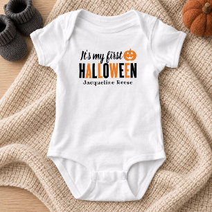Mein erstes Halloween Modern Orange Schwarz mit Na Baby Strampler