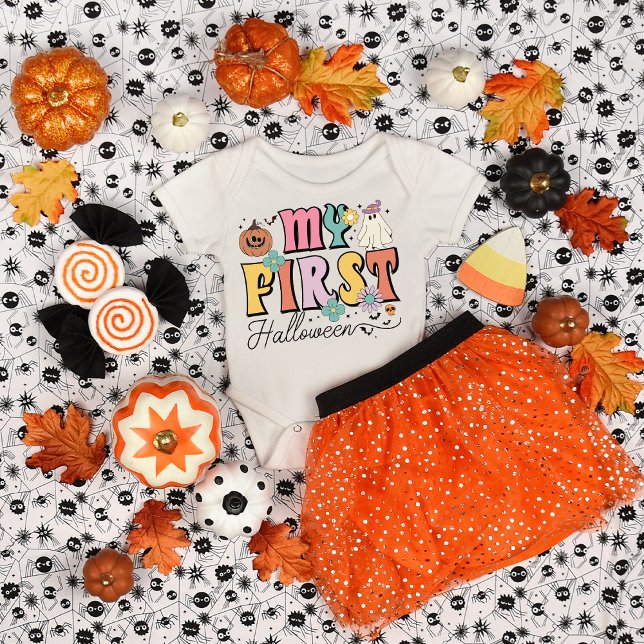 Mein erstes Halloween Niedlich Pumpkin Ghost Groov Baby Strampler (Von Creator hochgeladen)